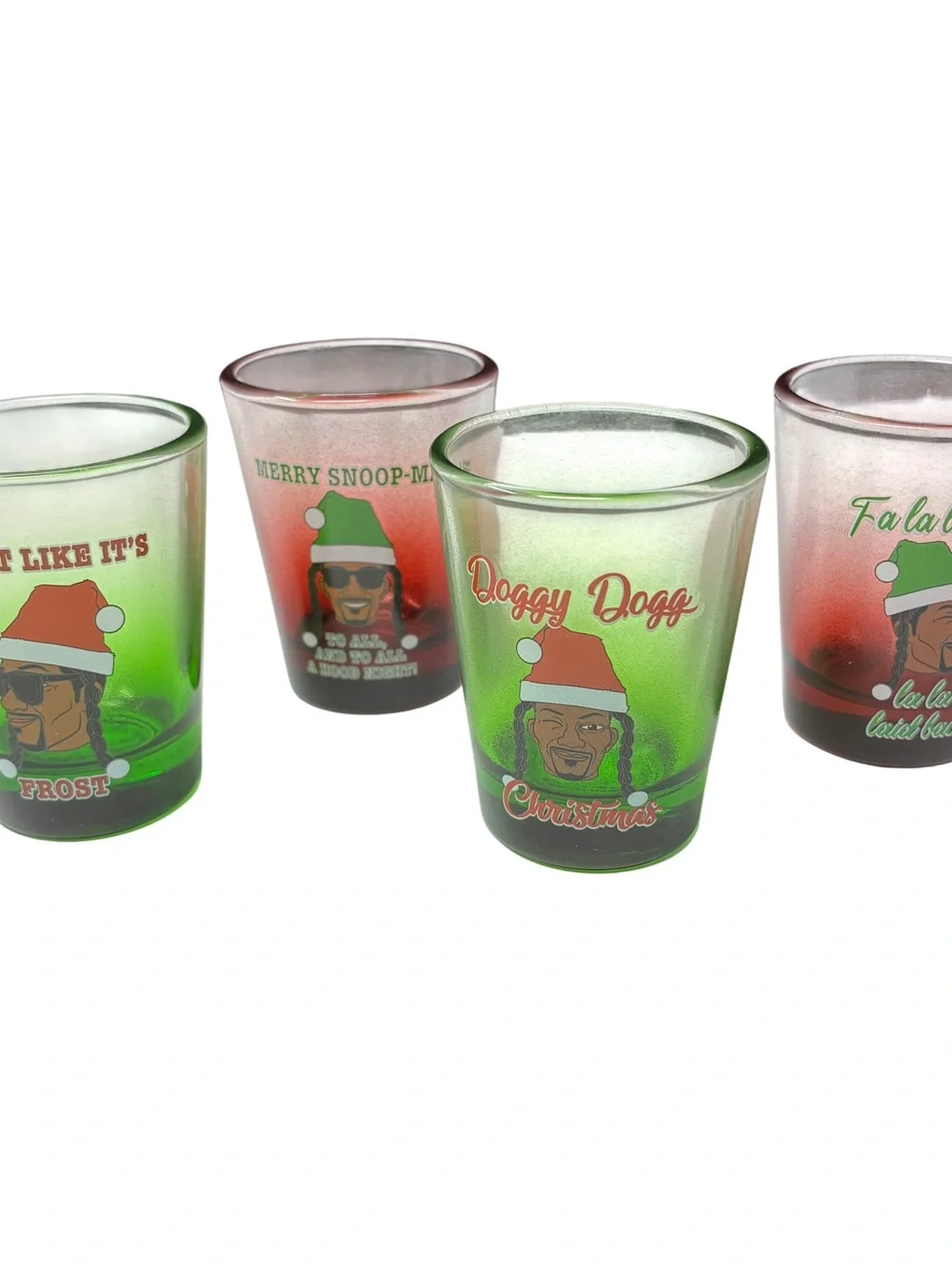 Snoop Dogg Snoop on the Stoop Set Of Four Christmas Shot Glasses 1.8 FL OZ